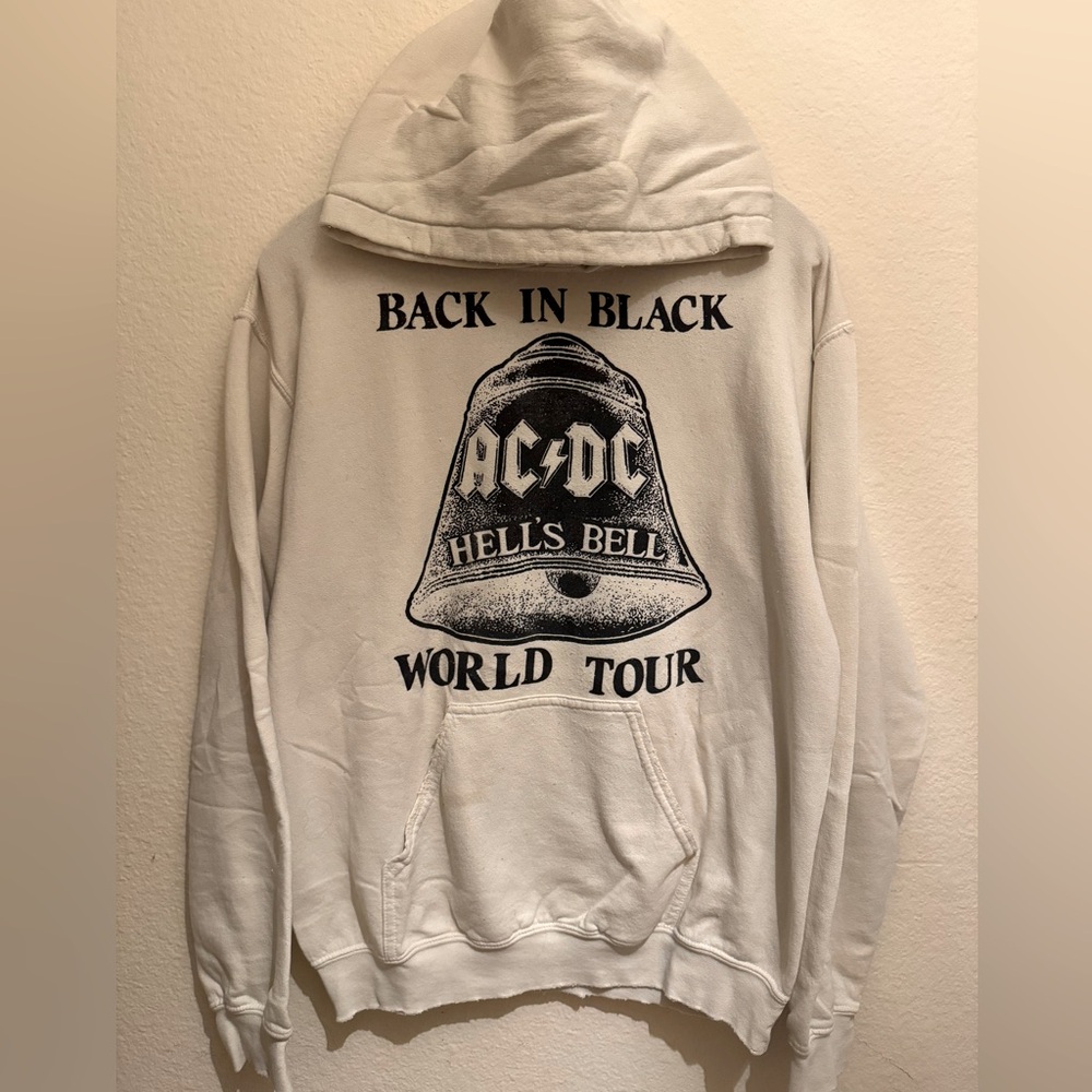 MADEWORN Rare ACDC Back In Black cream hoodie in size XS Excellent condition